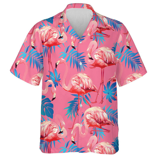 Flamingo Pink Le Aralia Gorm Agus Duilleoga Areca Léine Haváís, Bronntanas Léine Haváís, Bronntanas Nollag