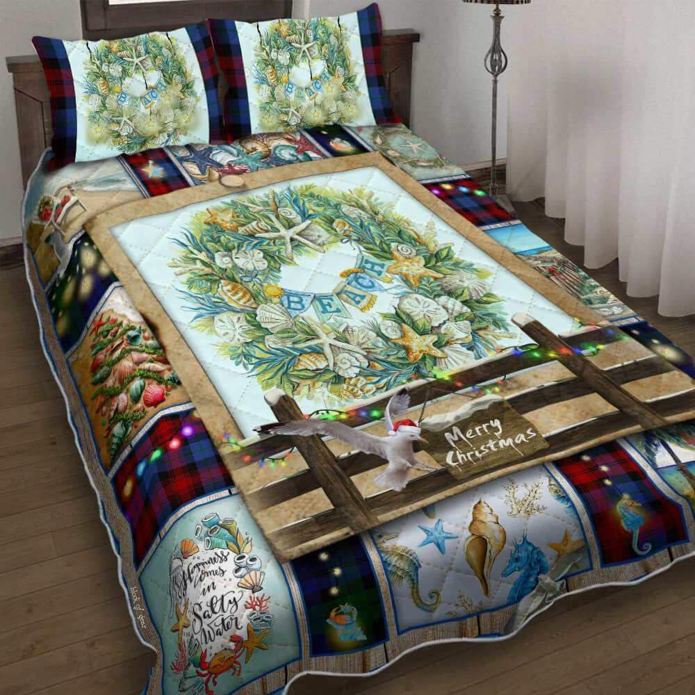 Happy Beach Christmas Quilt Bedding Set  Bedroom Set Bedlinen 3D ,Bedding Christmas Gift,Bedding Set Christmas
