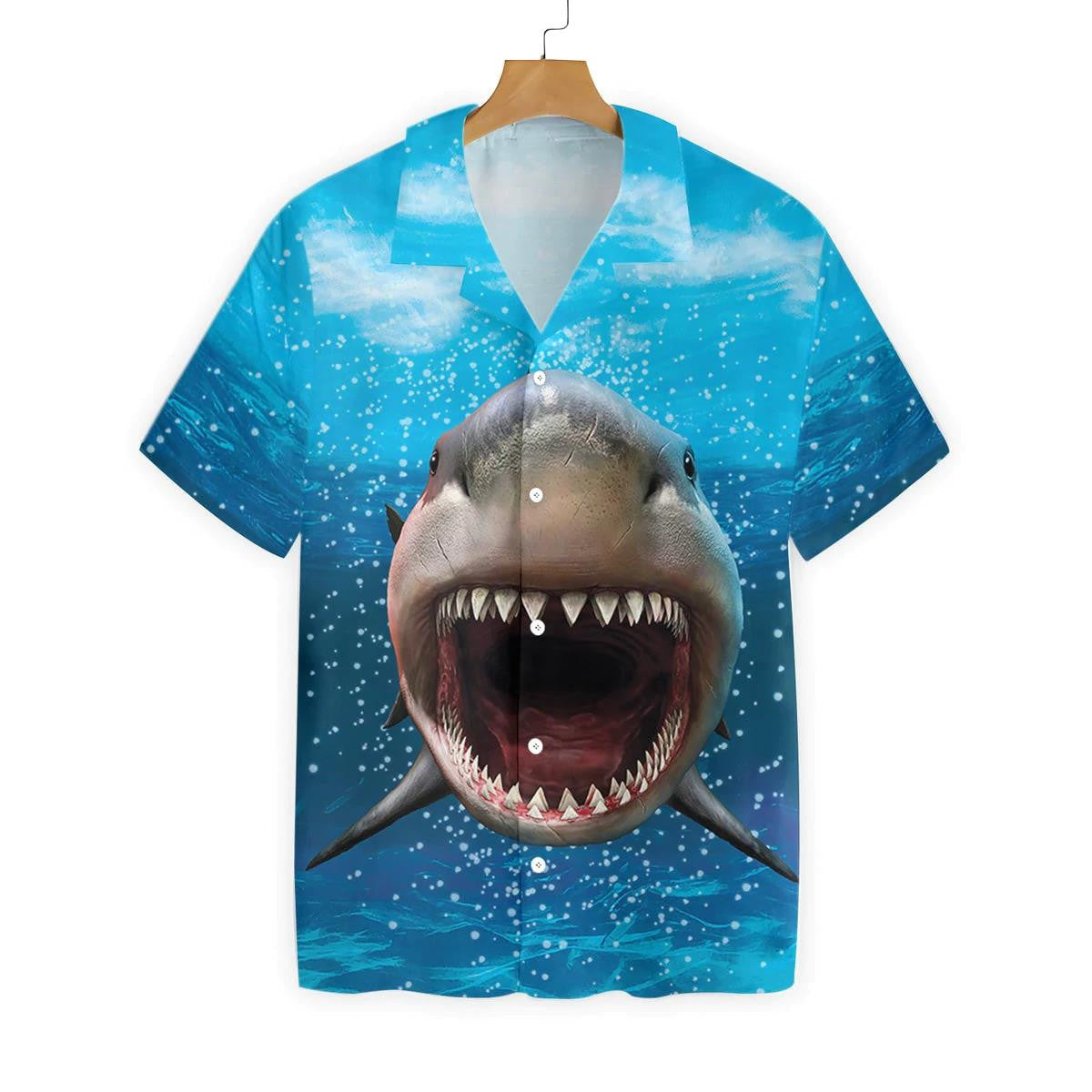 Dangerous Area With Shark Mouth Opened Hawaiian Shirt,Hawaiian Shirt Gift, Christmas Gift