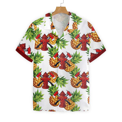 Brave Firefighter Pineapple Seamless Design Hawaiian Shirt, Hawaiian For Gift