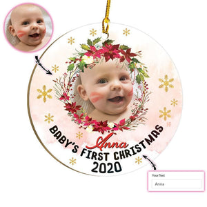Baby's First Christmas Personalized Circle Custom Ornament, Christmas Ornament Gift, Christmas Gift, Christmas Decoration