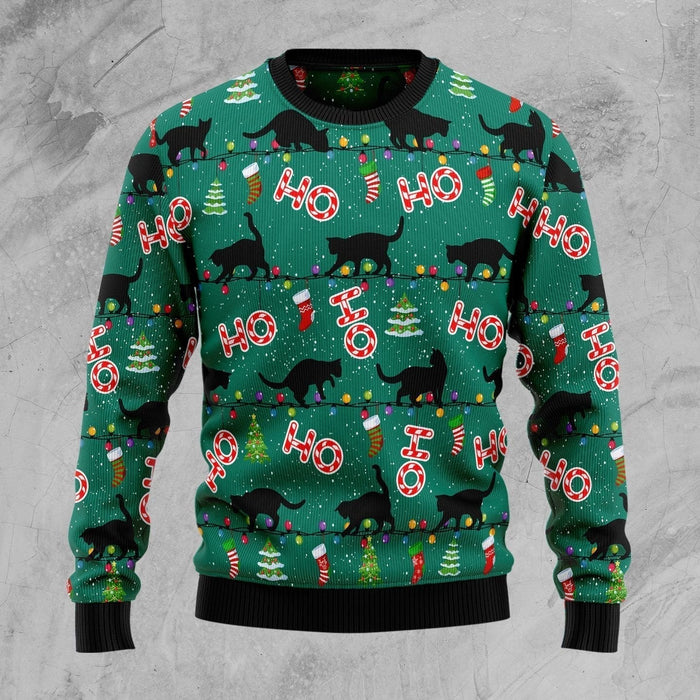 Black Cat Ho Ho Ho Ugly Christmas Sweater,Christmas Ugly Sweater,Christmas Gift,Gift Christmas 2022