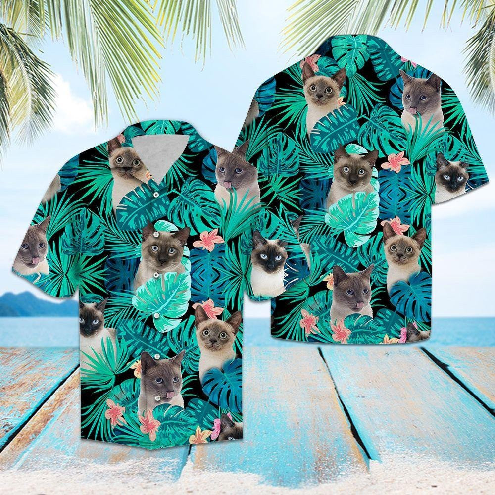Lovely Siamese Tropical Jungle Design Hawaiian Shirt,Hawaiian Shirt Gift, Christmas Gift