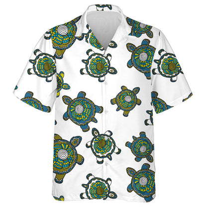 Hand Drawn Tribal With Multicolored Ornamental Turtles Hawaiian Shirt, Hawaiian Shirt Gift, Christmas Gift