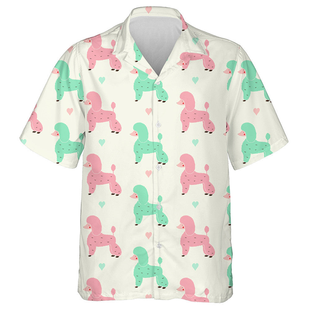 Funny Colorful Poodle Dogs Pink And Green Hawaiian Shirt, Hawaiian Shirt Gift, Christmas Gift