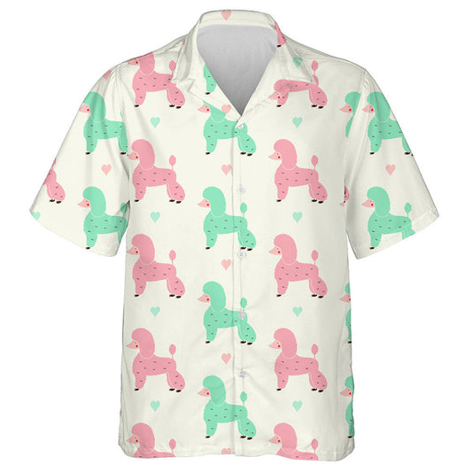 Funny Colorful Poodle Dogs Pink And Green Hawaiian Shirt, Hawaiian Shirt Gift, Christmas Gift