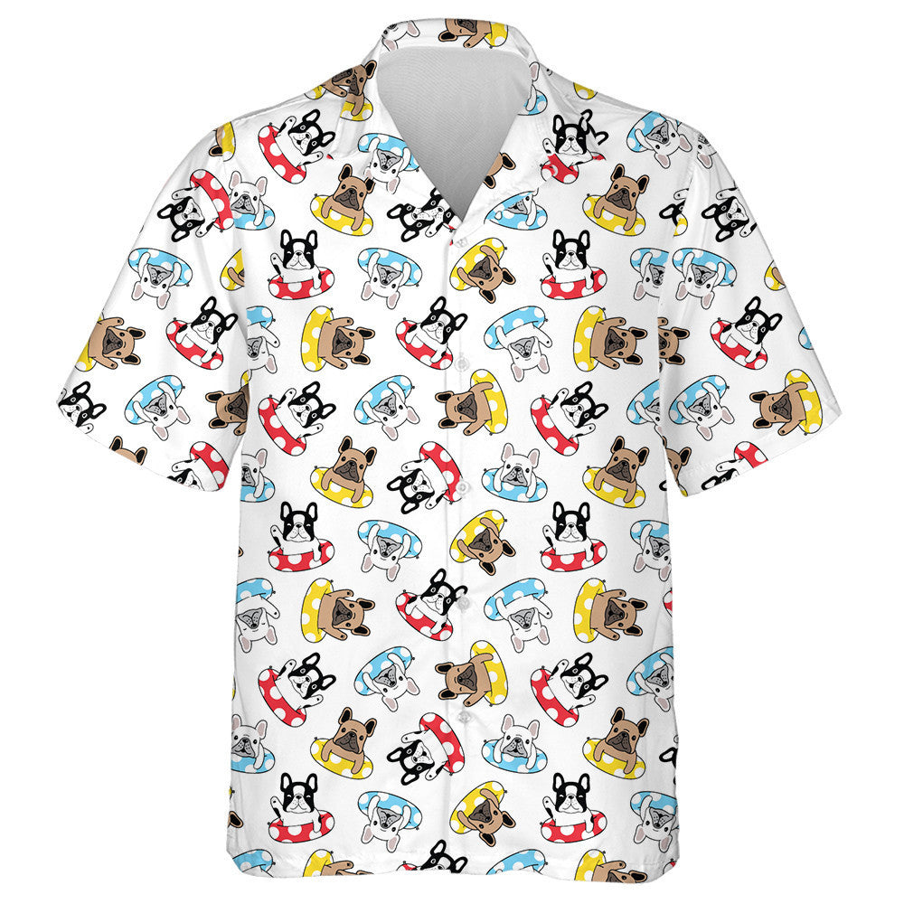 Fáinne Snámha Bulldog Ponc Snámha Cartún Nollag Léine Haváís, Bronntanas Léine Haváís, Bronntanas Nollag