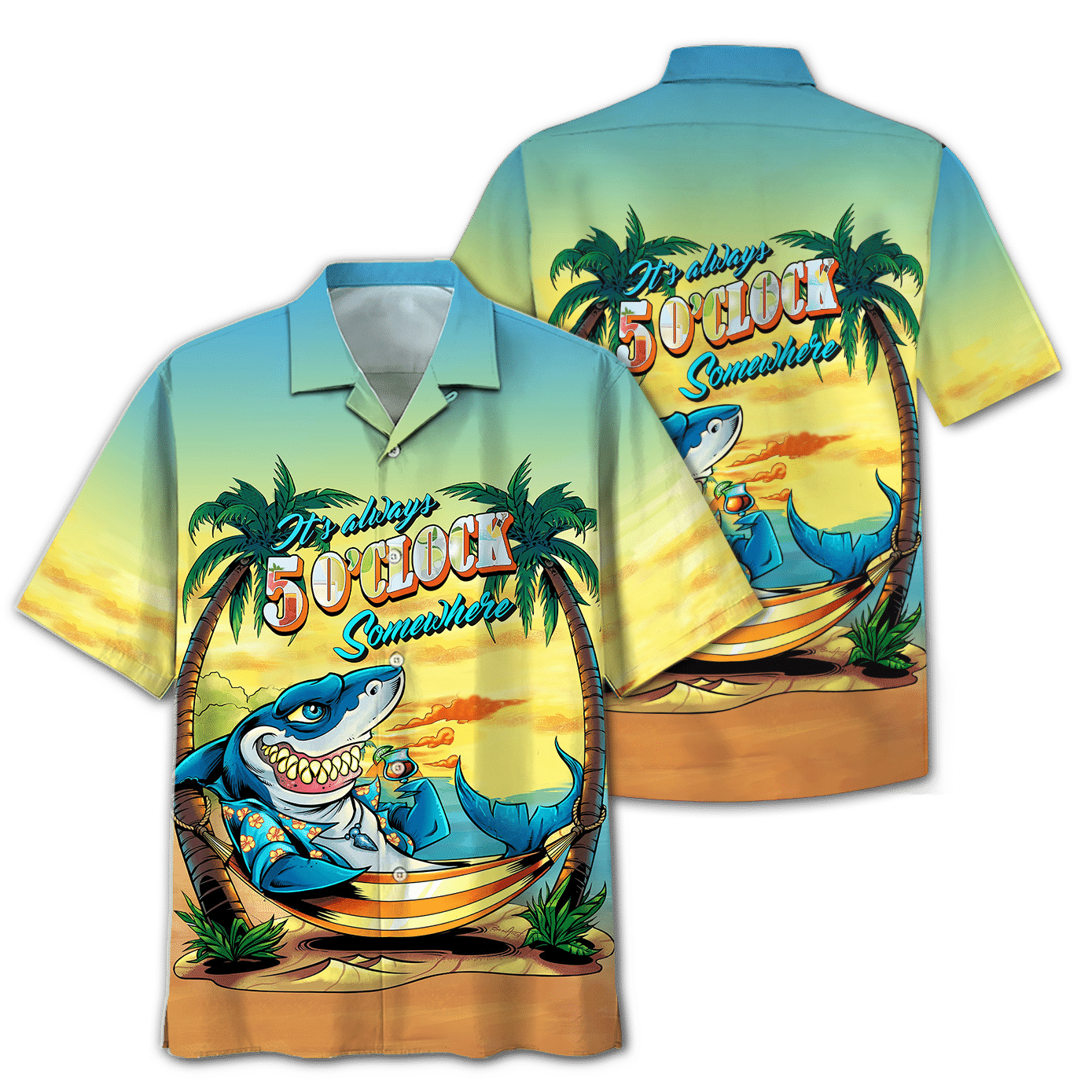 Shark On The Beach Design Hawaiian Shirt,Hawaiian Shirt Gift, Christmas Gift