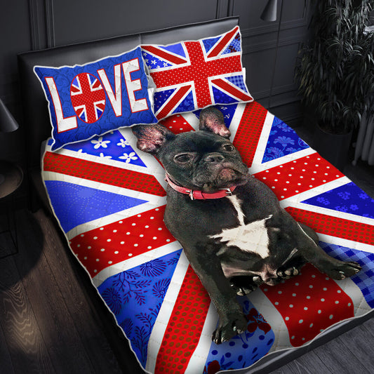 Custom Bull Dog Quilt Bedding Set UK Flower Patter Bedroom Set Bedlinen 3D ,Bedding Christmas Gift,Bedding Set Christmas