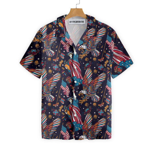 Classic Tattoo Style American Eagle Design Hawaiian Shirt,Hawaiian Shirt Gift, Christmas Gift