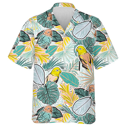 Tropical Leaves With Colorful Birds Hawaiian Shirt,Hawaiian Shirt Gift, Christmas Gift