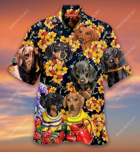 Dachshund And Flowers Hawaiian Shirt, Hwaiian For Gift