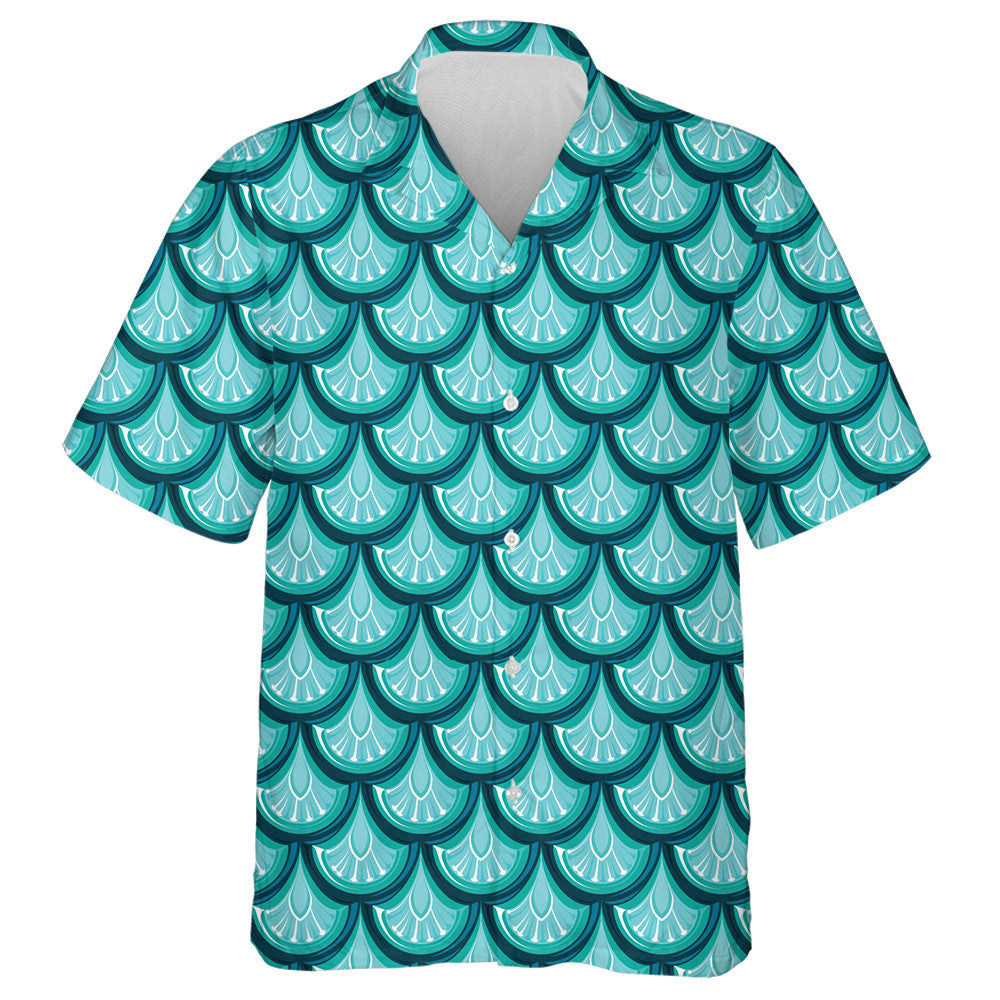 Turquoise Shiny Dragon Scale Brilliant Background Hawaiian Shirt, Hawaiian Shirt Gift, Christmas Gift