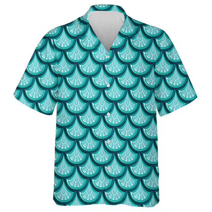 Turquoise Shiny Dragon Scale Brilliant Background Hawaiian Shirt, Hawaiian Shirt Gift, Christmas Gift