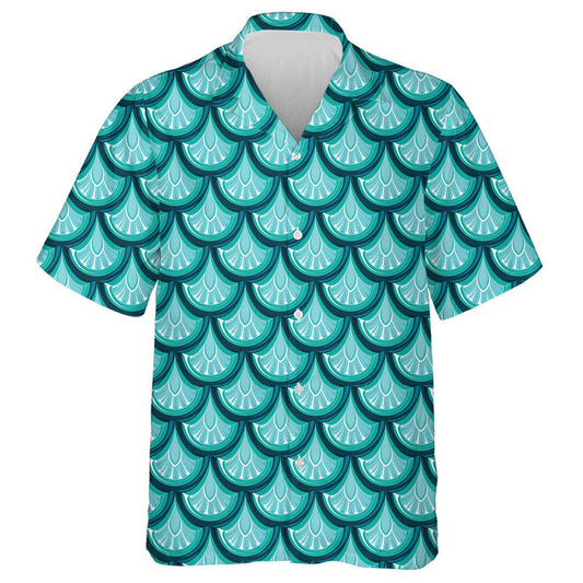 Turquoise Shiny Dragon Scale Brilliant Background Hawaiian Shirt, Hawaiian Shirt Gift, Christmas Gift