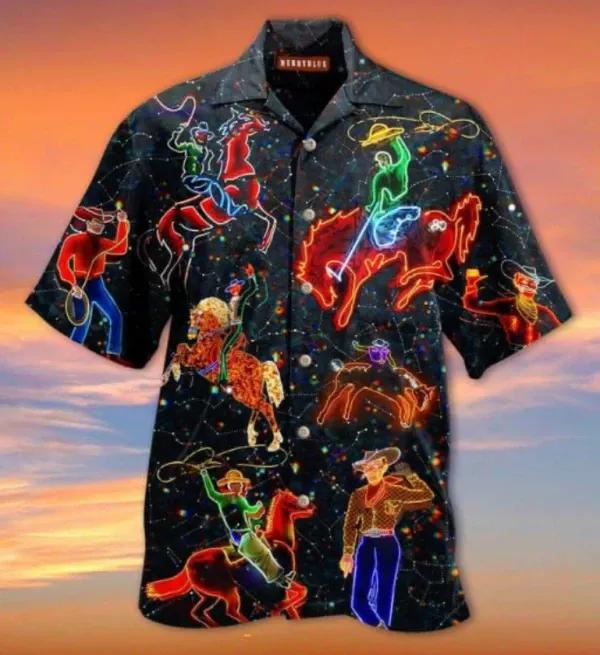 Cowboy Riding Horse Hawaiian Aloha Shirt, Hwaiian For Gift