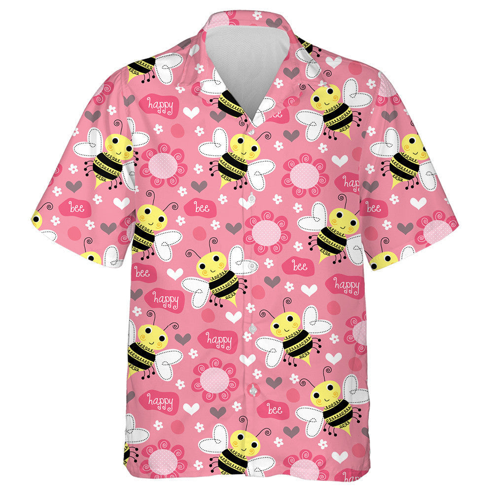 Natural Summer Bee And Flower Happy Day Hawaiian Shirt, Hawaiian Shirt Gift, Christmas Gift