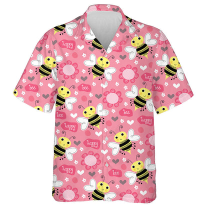 Natural Summer Bee And Flower Happy Day Hawaiian Shirt, Hawaiian Shirt Gift, Christmas Gift