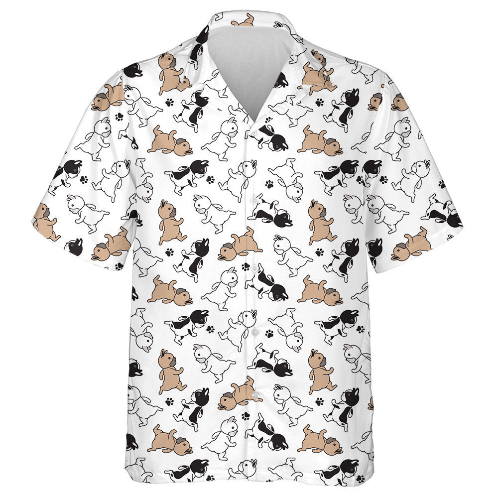 French Bulldog Running Cartoon Paw Footprint Hawaiian Shirt, Hawaiian Shirt Gift, Christmas Gift