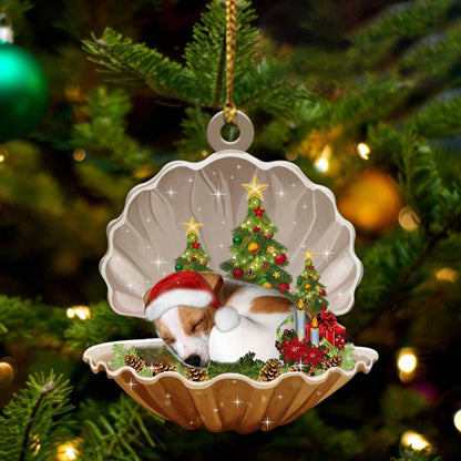 Cute Jack Russell Terrier Sleeping in Pearl Dog Christmas Ornament Flat Acrylic, Christmas Gift,Christmas Decoration