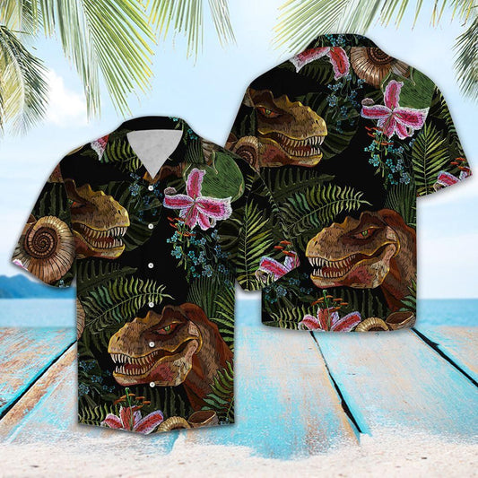 Aloha Shirt T Rex Haváis Tropical Aloha Shirt Shorts Haváís Trá Muinchille Gearr, Bronntanas Nollag