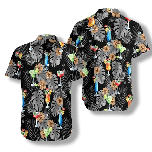 Cocktail Hawaiian Aloha Shirt Unisex Shorts Sleeve Colorful Hawaiian Shorts Beach Short Sleeve, Hwaiian For Gift