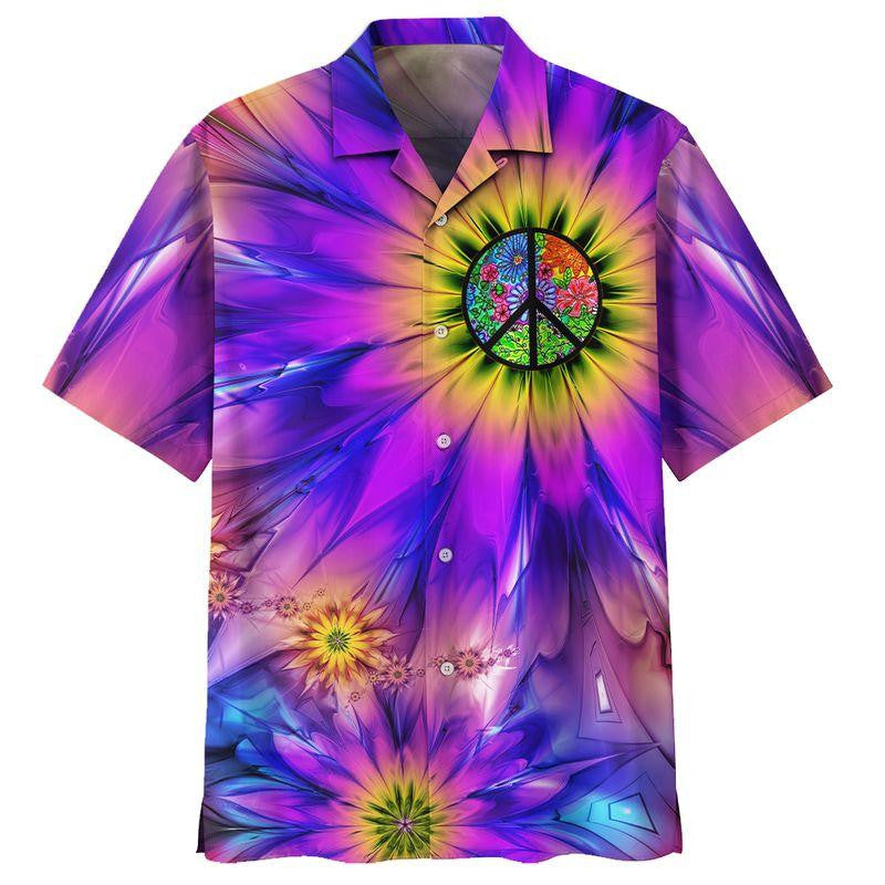 Hippie Daisy Peace Sign Design Hawaiian Shirt, Hawaiian For Gift