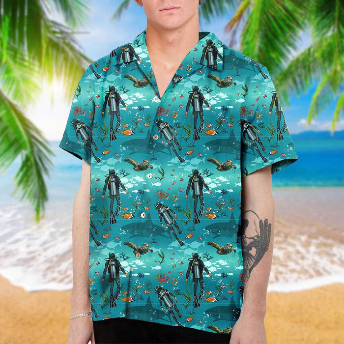 New Scuba Diving Tropical Background Design Hawaiian Shirt, Hawaiian Shirt Gift, Christmas Gift