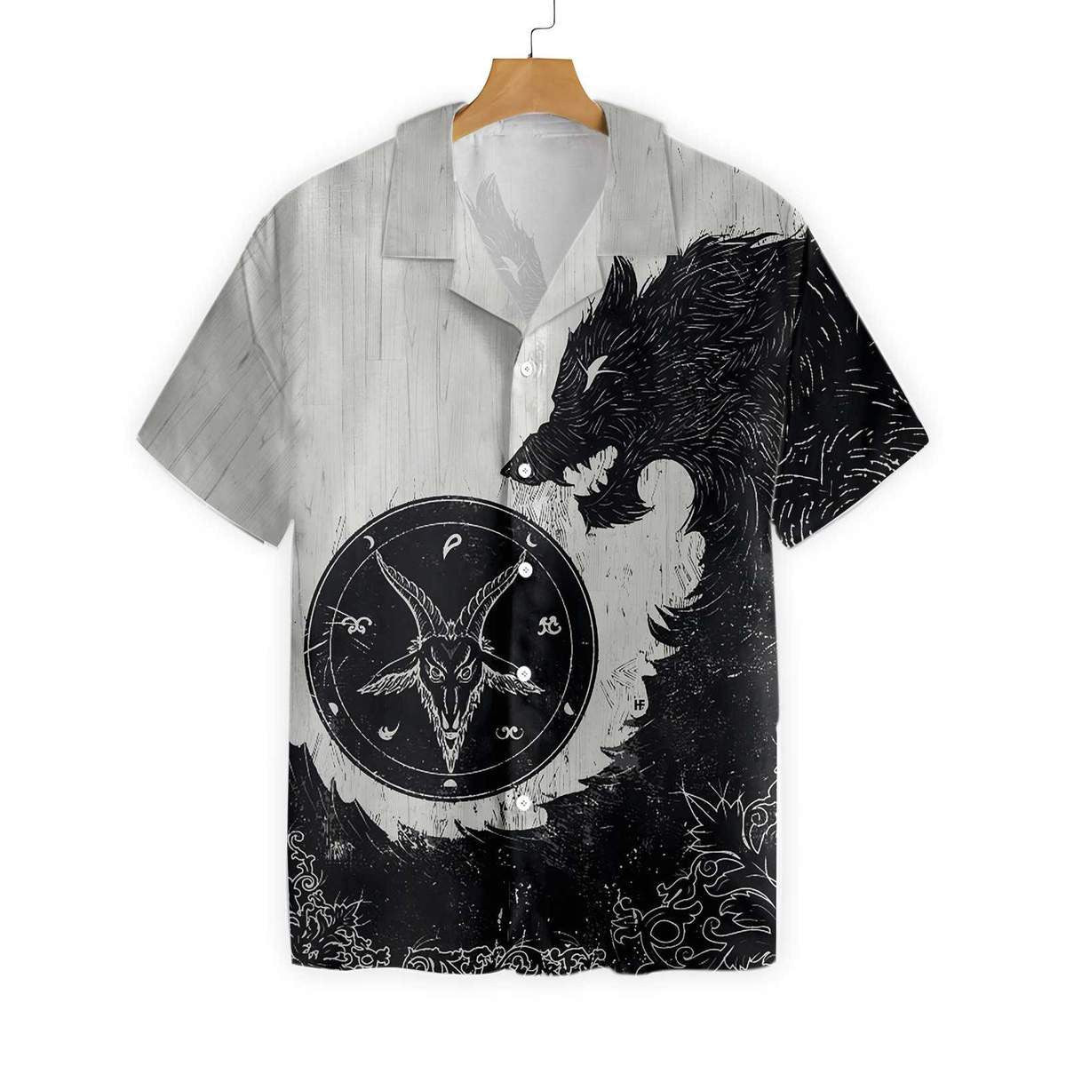 Black Wolf Angry Hunting Pattern Hawaiian Shirt, Hawaiian For Gift