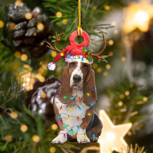 Basset Hounds Christmas Shape Christmas Plastic Hanging Ornament, Christmas Ornament Gift, Christmas Gift, Christmas Decoration