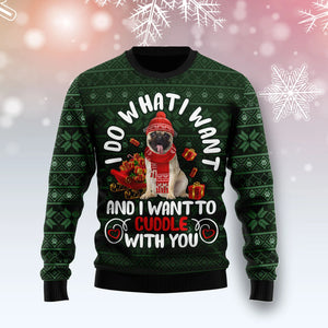 Pug I Want  unisex womens & mens, couples matching, friends, funny family ugly christmas holiday sweater gifts,Christmas Ugly Sweater