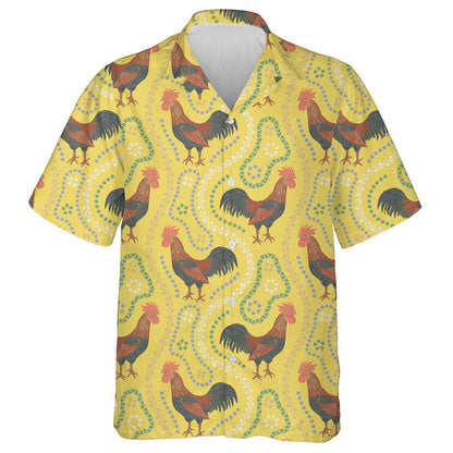 Beautiful Chicken Rooster With Ethnic Ornament Elements Hawaiian Shirt, Hawaiian Shirt Gift, Christmas Gift