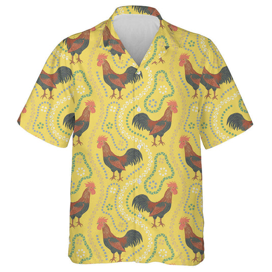 Beautiful Chicken Rooster With Ethnic Ornament Elements Hawaiian Shirt, Hawaiian Shirt Gift, Christmas Gift