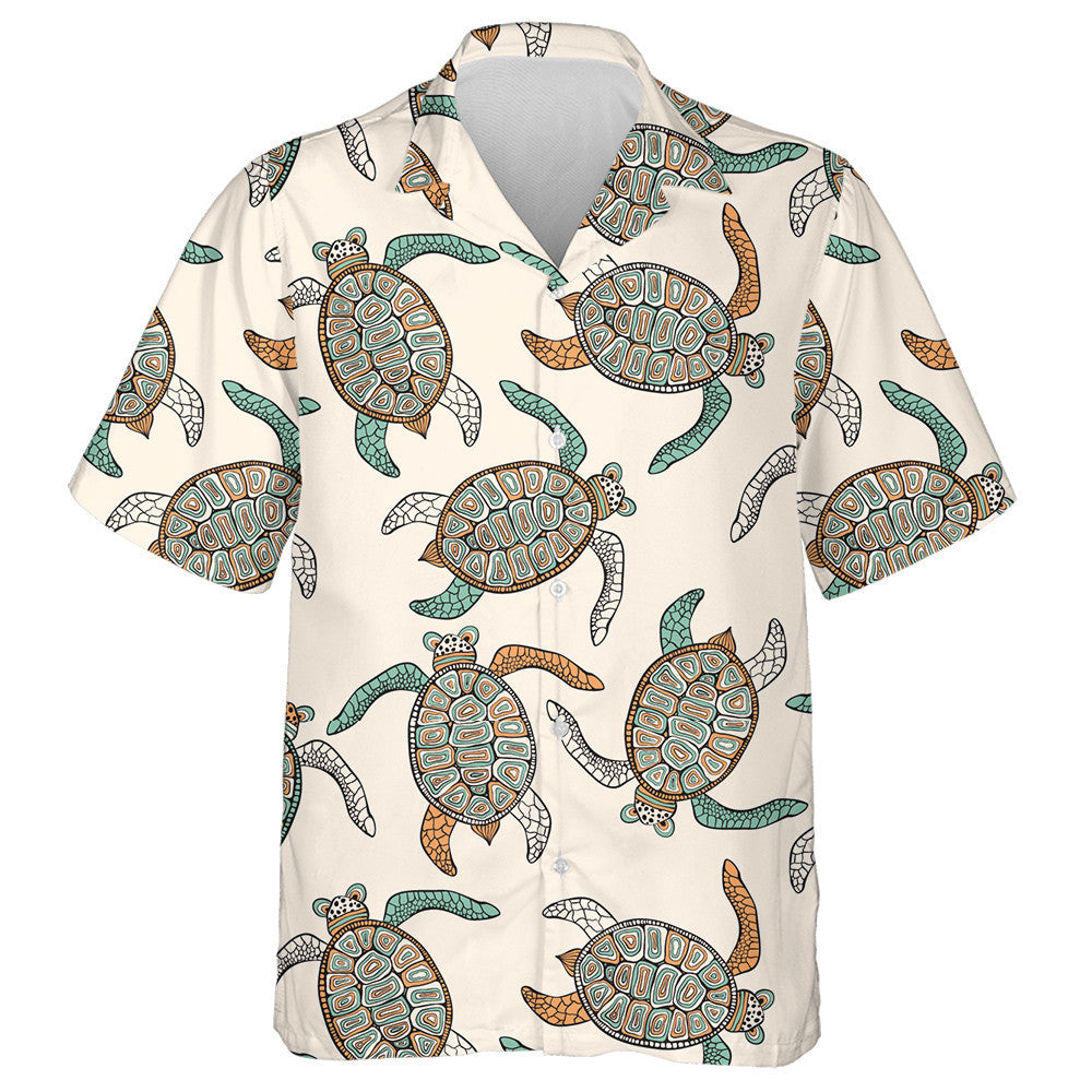 Ethnic With Turtles Retro Vintage Style Hawaiian Shirt,Hawaiian Shirt Gift, Christmas Gift