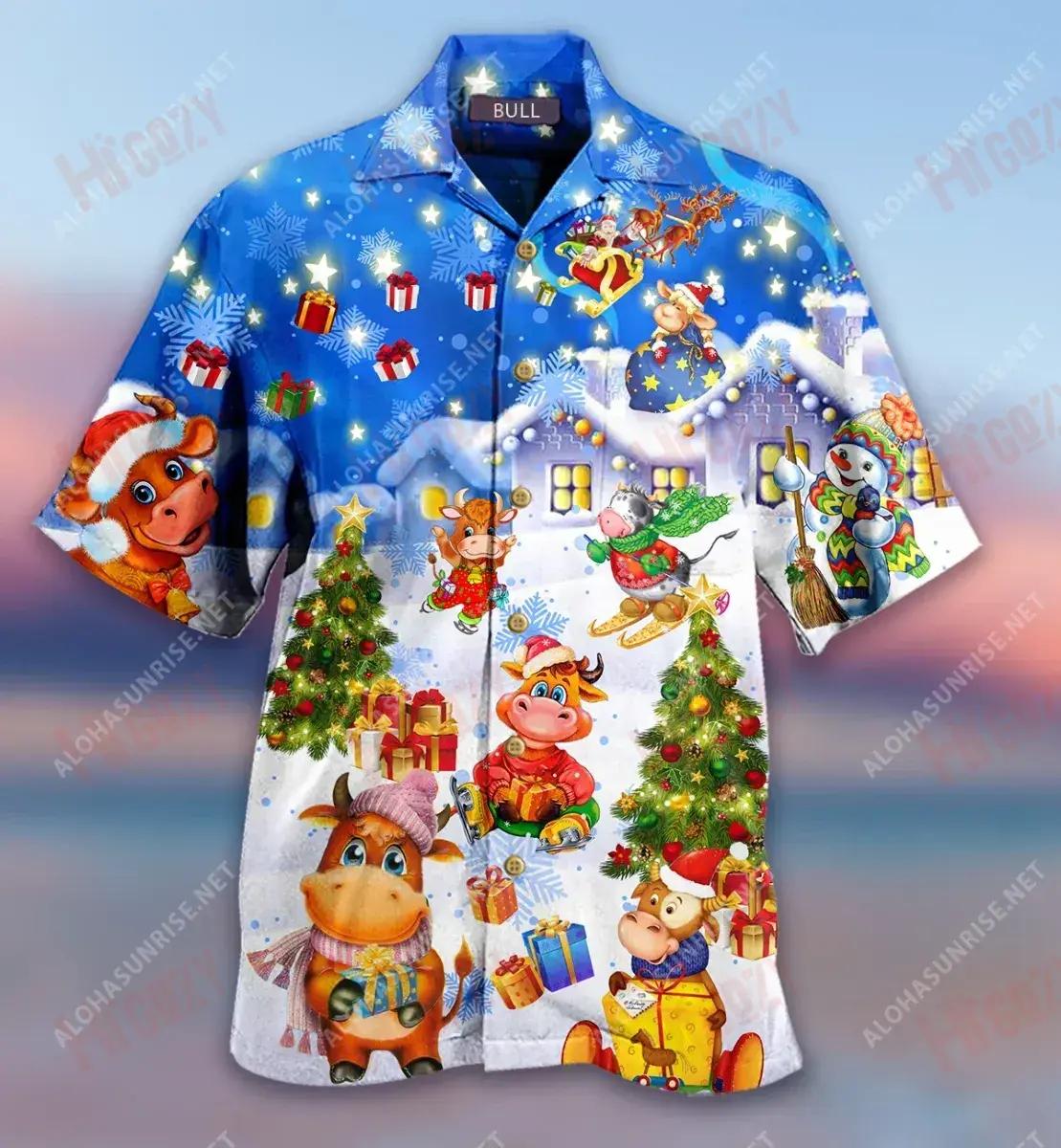 Tarbh Shona Nollaig Shona Léinte Gearr Muinchille Samhraidh Léinte T Haváíais Léinte Haváíais Oirbheartaíochta D'Fhir, Bronntanas Léine Haváíais, Bronntanas Nollag