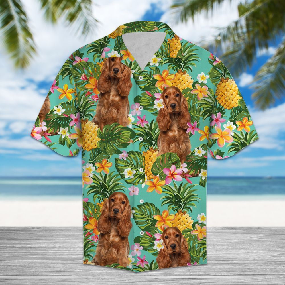 Tropical Pineapple Cocker Spaniel Design Hawaiian Shirt,Hawaiian Shirt Gift, Christmas Gift