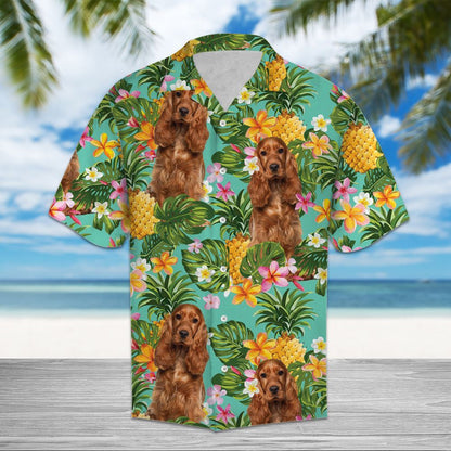 Tropical Pineapple Cocker Spaniel Design Hawaiian Shirt,Hawaiian Shirt Gift, Christmas Gift