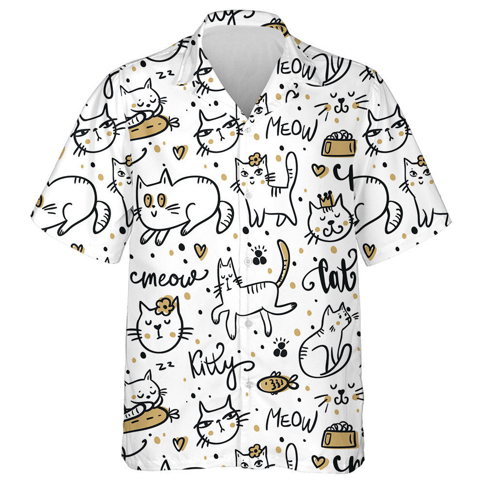 Cute Cats Animal Pet On White Background Hawaiian Shirt, Hawaiian Shirt Gift, Christmas Gift
