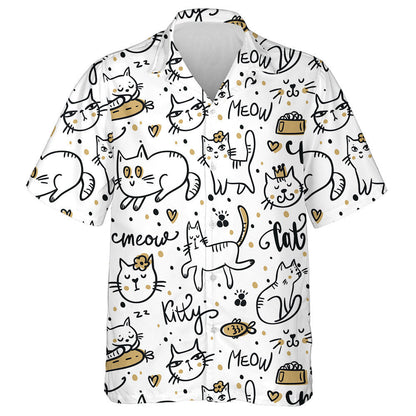 Cute Cats Animal Pet On White Background Hawaiian Shirt, Hawaiian Shirt Gift, Christmas Gift