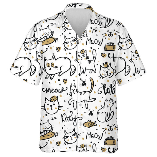 Cute Cats Animal Pet On White Background Hawaiian Shirt, Hawaiian Shirt Gift, Christmas Gift