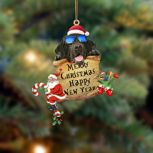 Black Labrador Retriever-Christams & New Year Two Sided Christmas Plastic Hanging Ornament, Christmas Ornament Gift, Christmas Gift, Christmas Decoration