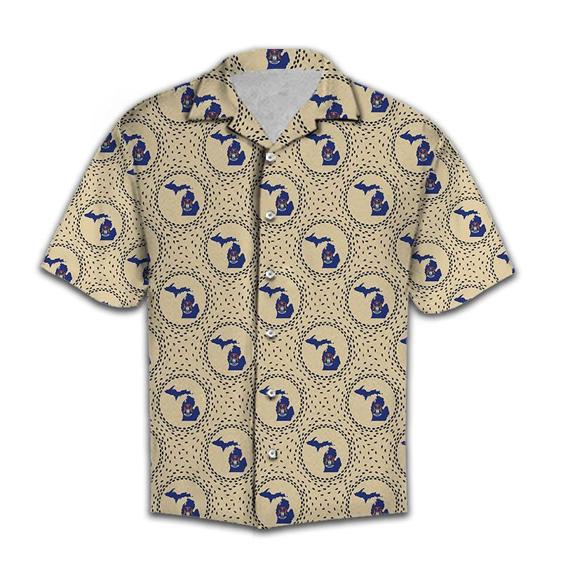 Great Gift For Michigan Lover Drawing Pattern Hawaiian Shirt, Hawaiian Shirt Gift, Christmas Gift