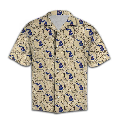 Great Gift For Michigan Lover Drawing Pattern Hawaiian Shirt, Hawaiian Shirt Gift, Christmas Gift
