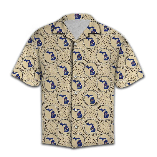 Great Gift For Michigan Lover Drawing Pattern Hawaiian Shirt, Hawaiian Shirt Gift, Christmas Gift