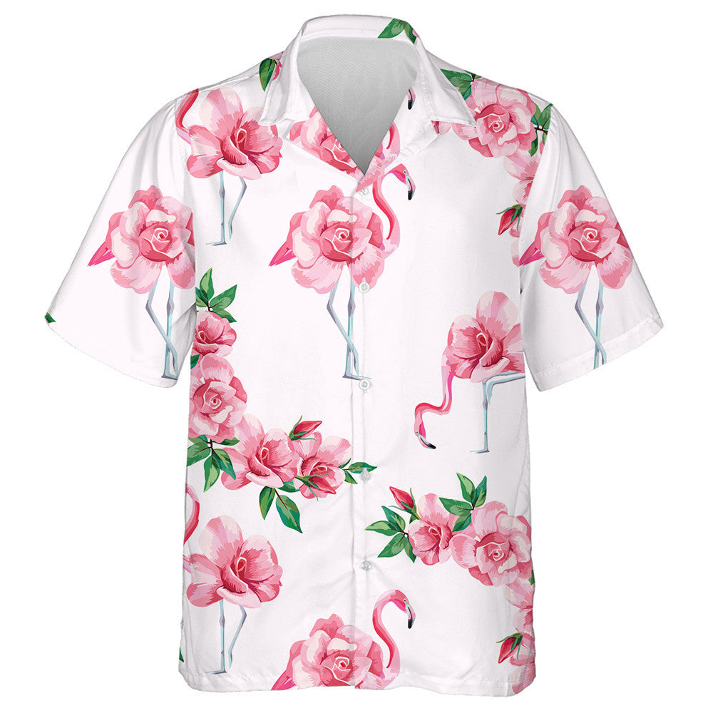 Special Flamingo With Tropic Pink Rose Hawaiian Shirt,Hawaiian Shirt Gift, Christmas Gift