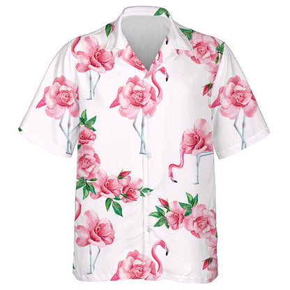 Special Flamingo With Tropic Pink Rose Hawaiian Shirt,Hawaiian Shirt Gift, Christmas Gift