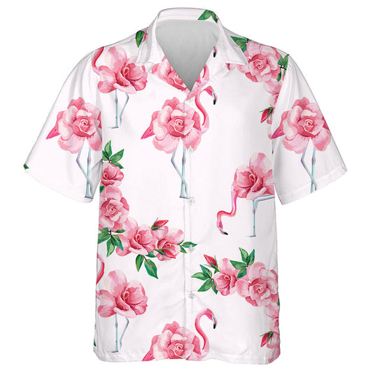 Special Flamingo With Tropic Pink Rose Hawaiian Shirt,Hawaiian Shirt Gift, Christmas Gift