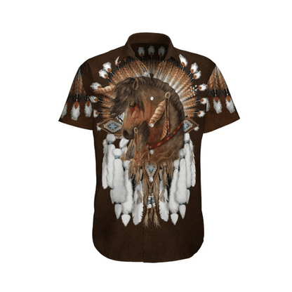 Vintage Horse Background Design Hawaiian Shirt, Hwaiian For Gift