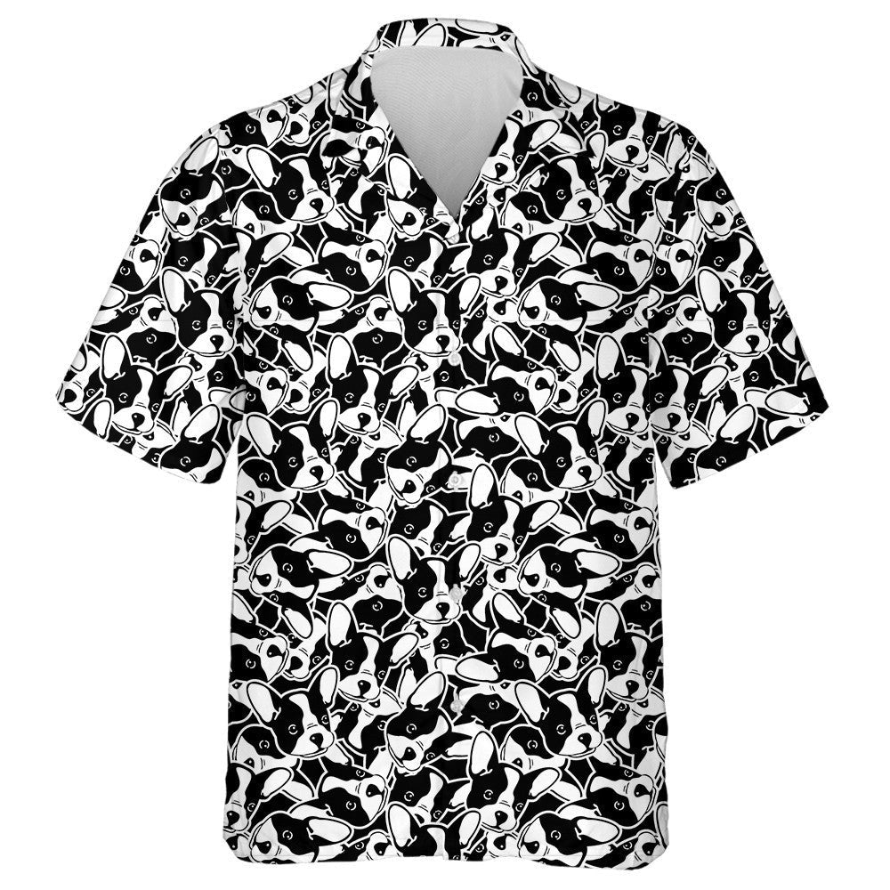 Black And White Face Of Bulldog Hawaiian Shirt, Hawaiian For Gift