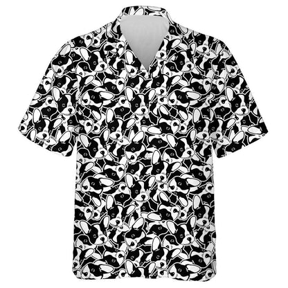 Black And White Face Of Bulldog Hawaiian Shirt, Hawaiian For Gift